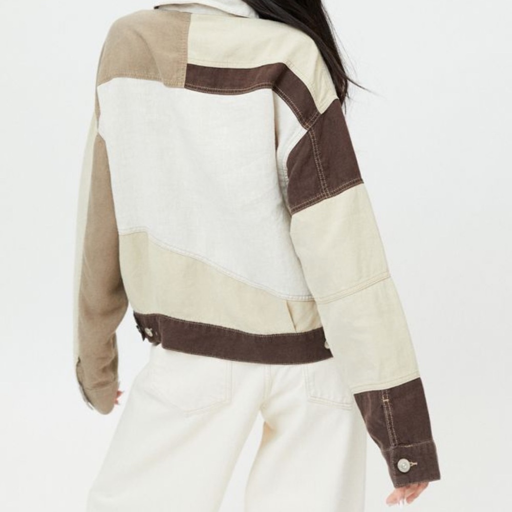 Brown Patchwork Bdg Jacket. Thin Jacket, Worn Once - image 2